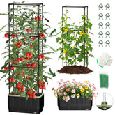 MQJIAZHI Self Watering Tomato Planter with Trellis, black side view