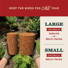 Mr. Bird Flaming Hot Feast Spicy Bird Seed Cylinder in a feeder