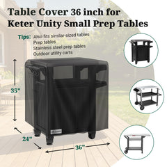 MR. COVER outdoor prep table cover black side view