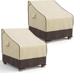 MR. COVER Patio Chair Cover in brown and khaki front view