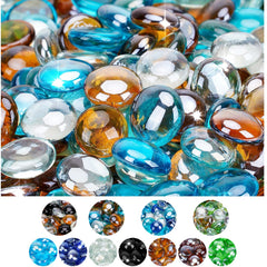 Mr. Fireglass 1/2" Fire Glass Beads in Caribbean Blue, Crystal Ice, and Caramel