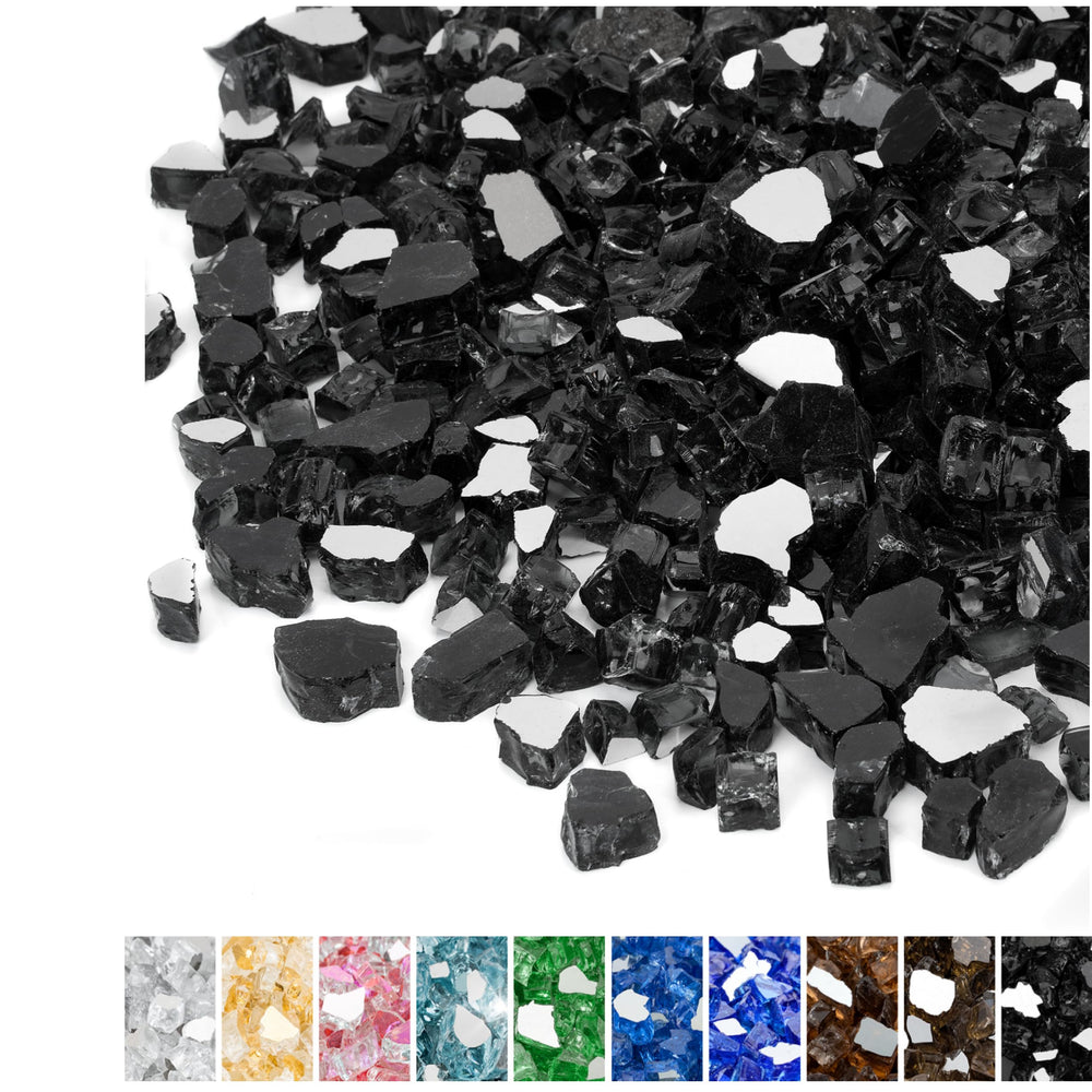Mr. Fireglass 10 lb High Luster Fire Glass Onyx Black 1/4 inch