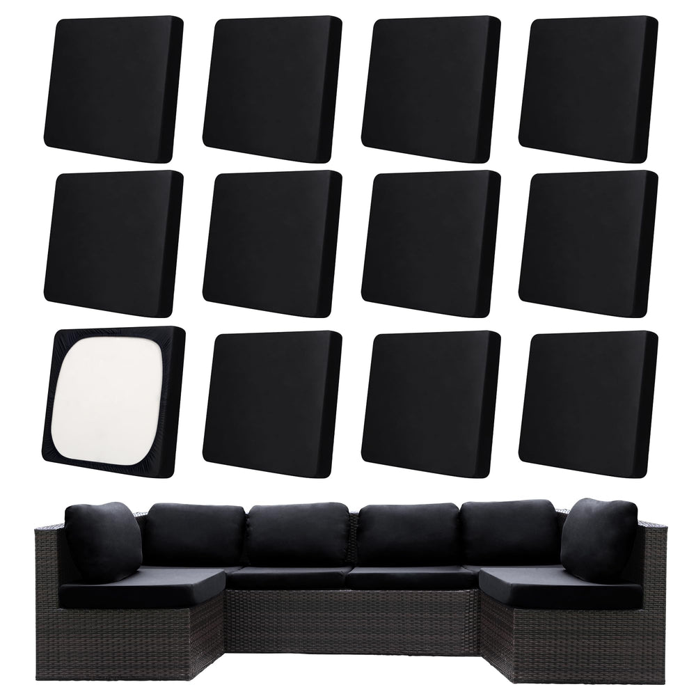 MRGSDL 12Pcs Patio Cushion Covers in black front view