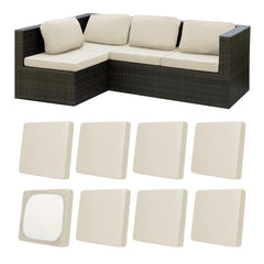MRGSDL 8Pcs outdoor cushion covers in beige, front view