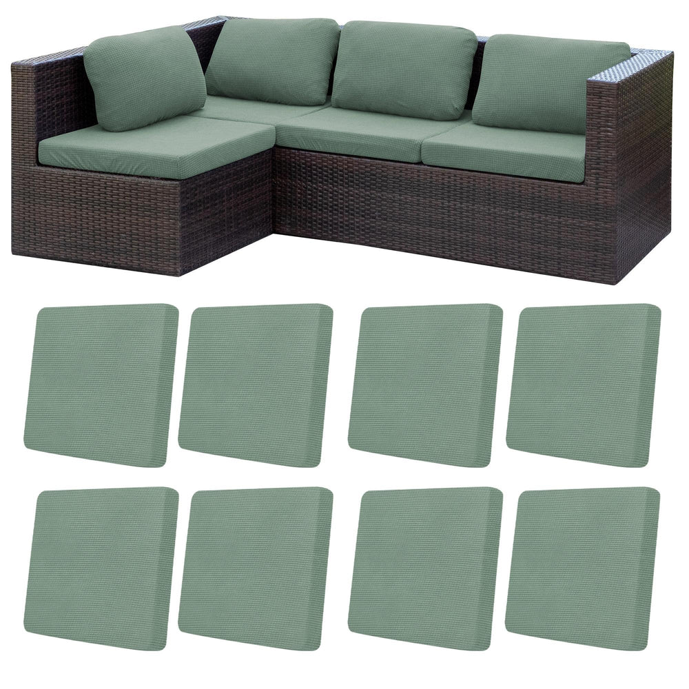 MRGSDL 8Pcs Outdoor Cushion Covers in jacquard-cyan front view