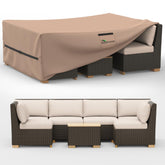 Mrrihand Outdoor Patio Furniture Cover front view with dimensions 90"L x 62"W x 28"H