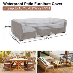 Mrrihand Outdoor Patio Furniture Cover side view showing dimensions