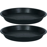 MSKIAUO 14-inch plant saucer drip tray, black, front view