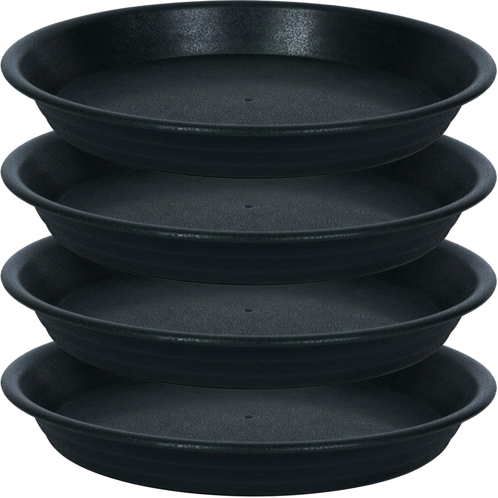 MSKIAUO 18-inch plant saucer drip tray front view, black