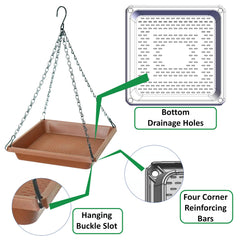 MSKIAUO bird feeder tray with hook on a tree branch