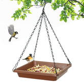 MSKIAUO Large Hanging Bird Feeder Tray Brown front view