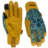 MSUPSAV Cowhide Gardening Gloves blue front view