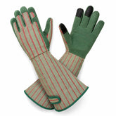MSUPSAV Elbow Length Gardening Gloves green stripe front view