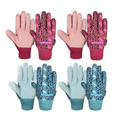 MSUPSAV Gardening Gloves front view, floral pattern in pink and blue