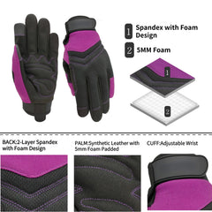 MSUPSAV Gardening Gloves purple back view