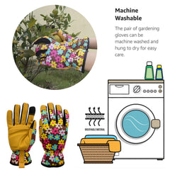 MSUPSAV Gardening Gloves touchscreen fingertips, demonstrating smartphone use