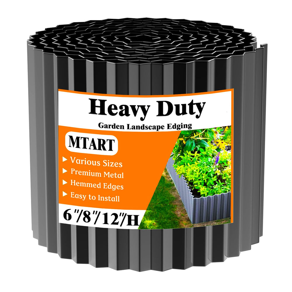MTART Corrugated Metal Garden Edging front view, black finish