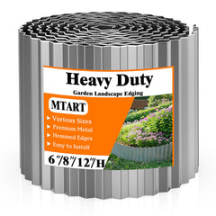 MTART Metal Garden Edging 6"×40Ft in Silver, front view