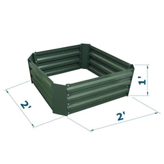 MTB Garden 2x2x1FT raised garden bed green metal side view