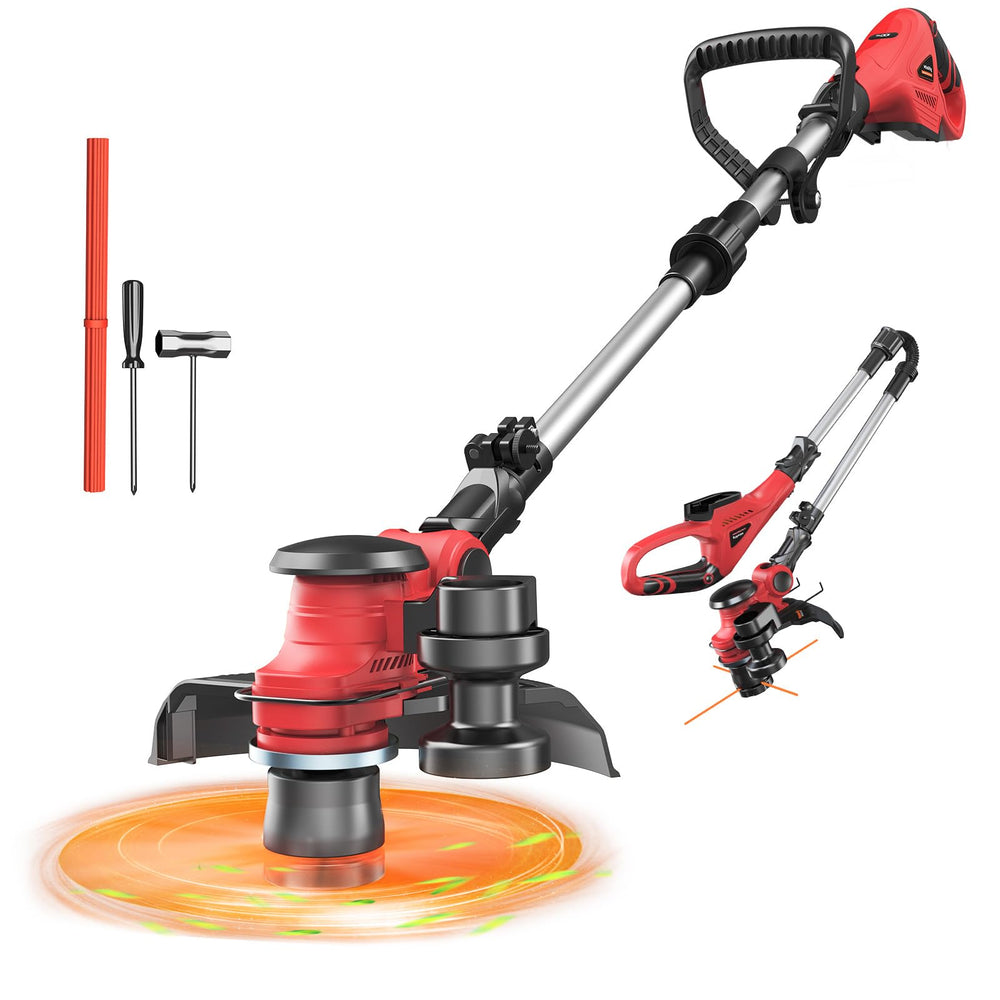 MtiolHig Cordless String Trimmer with red body and adjustable shaft