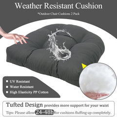 MTMR Outdoor Chair Cushion set arranged on outdoor furniture