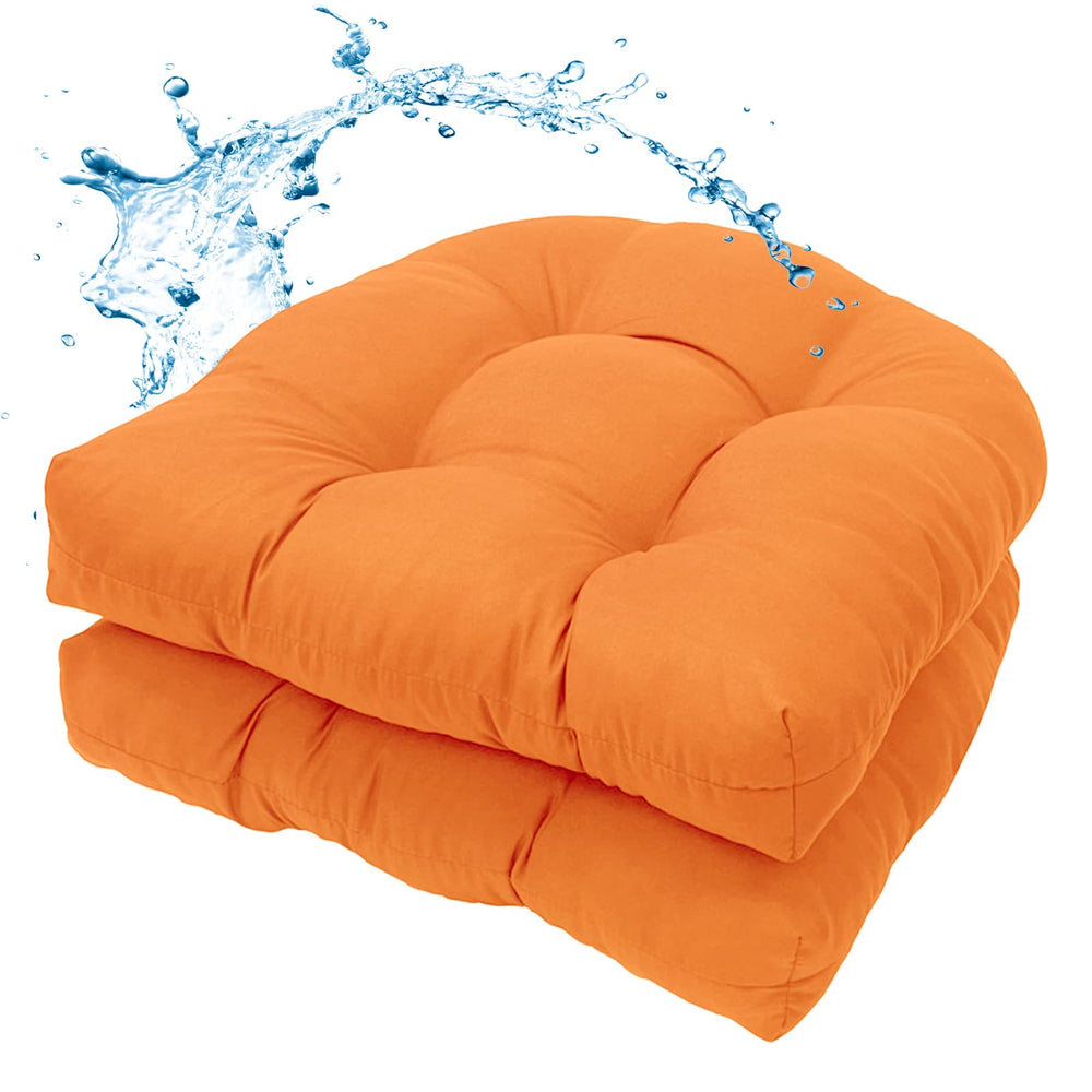MTMR outdoor chair cushion set of 2, orange tufted design