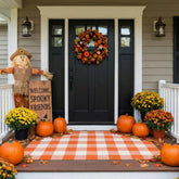 MUBIN Buffalo Plaid Outdoor Rug 3' x 5' in orange and white