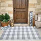 MUBIN Buffalo Plaid Rug 3' x 5' front view showing gray and white pattern