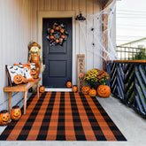 MUBIN Buffalo Plaid Rug 4' x 6' in orange and black front view