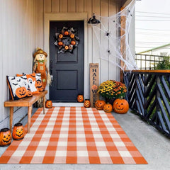 MUBIN Buffalo Plaid Rug 4' x 6' orange white front view
