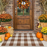 MUBIN Buffalo Plaid Rug front view, coffee white pattern