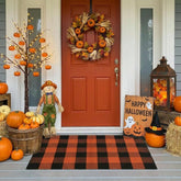 MUBIN Buffalo Plaid Rug front view, orange and black