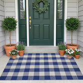 MUBIN Cotton Buffalo Plaid Rug 3' x 5' blue white front view