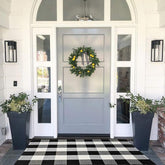 MUBIN Cotton Buffalo Plaid Rug front view in black and white