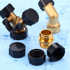 Mudder garden hose caps showing thread design for easy connection
