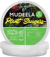 MUDEELA 6-Pack Clear Plastic Plant Saucers front view