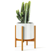 MUDEELA Plant Stand front view in pale brown bamboo