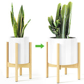 MUDEELA Plant Stand front view showcasing natural bamboo