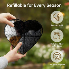 Multicolor alpaca fiber inside the heart-shaped holder for bird nesting