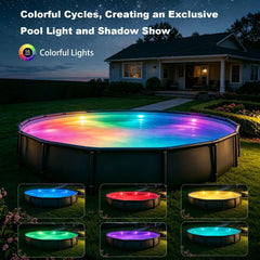 Multicolour underwater lighting effect in pool