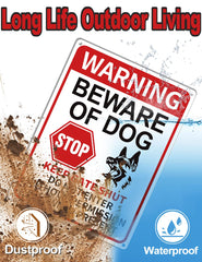 multiwins Beware of Dog Sign reflecting light at night