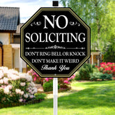 multiwins No Soliciting Sign 11" x 27" in gold with stake