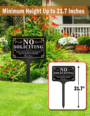 Multiwins No Soliciting Sign installed in garden setting