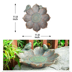 MUMTOP Bird Bath bronze bowl filled with water in garden