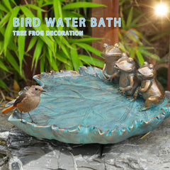 MUMTOP Bird Bath leaf shape with dark green finish