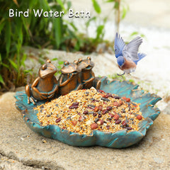 MUMTOP Bird Bath on garden table with frogs decoration