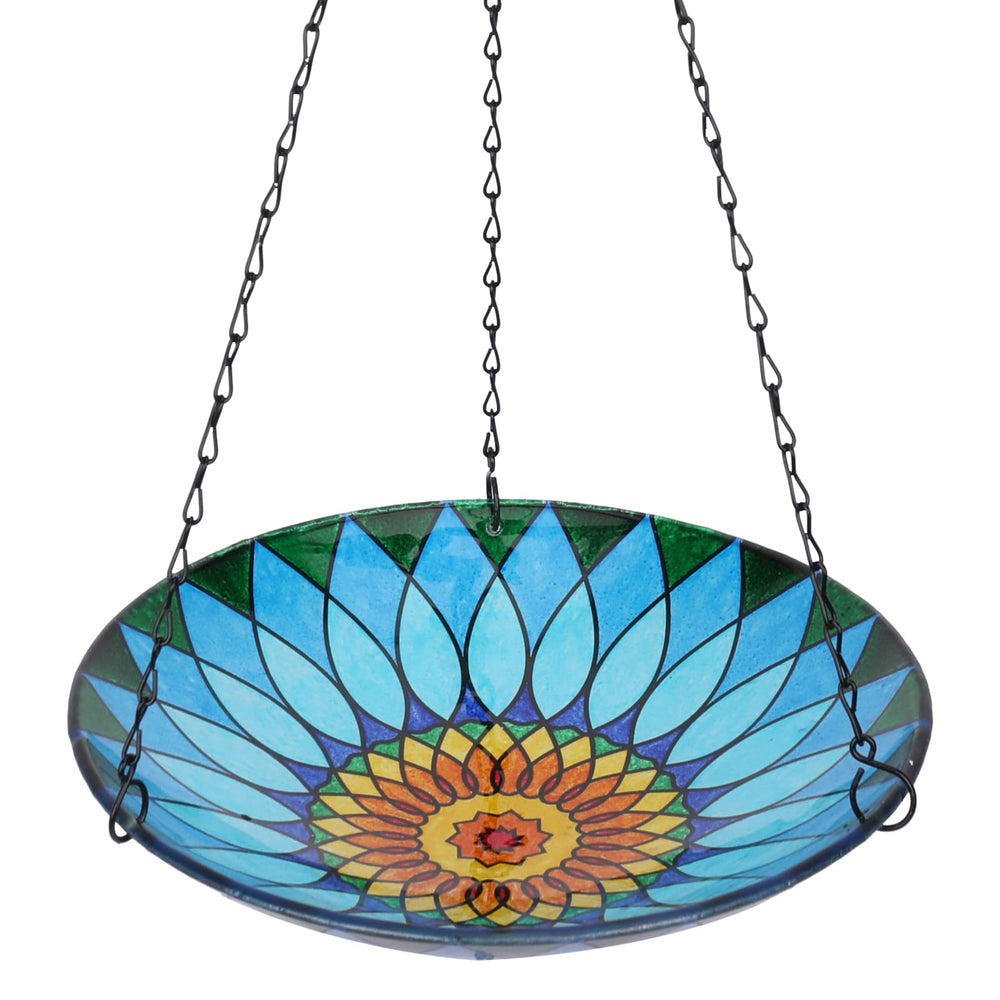 MUMTOP Hanging Bird Bath with kaleidoscope design, blue