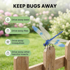 Mustio Dragonfly Clip in blue colour on garden stake
