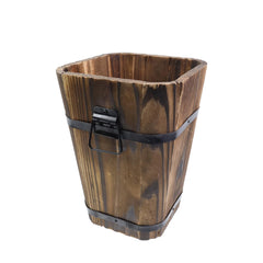 MY MIRONEY Vintage Wooden Barrel Planter front view
