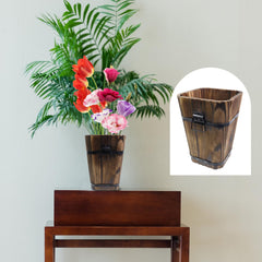 MY MIRONEY Vintage Wooden Barrel Planter with flowers